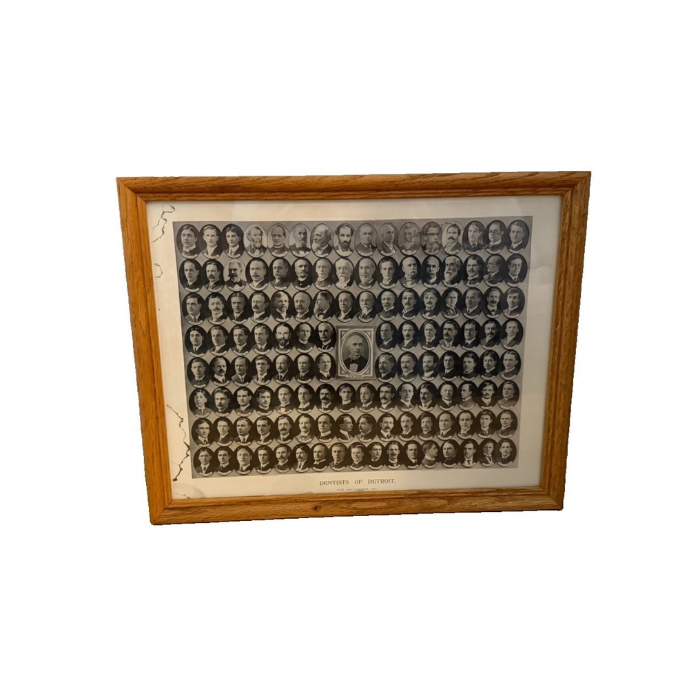 Original 1905 Dentists of Detroit Past and Present Historical Print Framed Photo